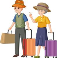 A senior couple cartoon character travelling vector