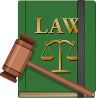 Gavel or judge hammer and law book vector