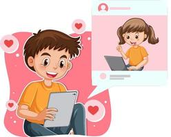 niños navegando en las redes sociales vector