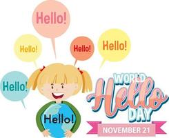 World hello day banner design vector