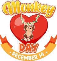 Monkey day text for banner or poster design vector