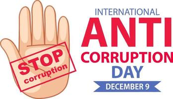 banner de icono de diciembre del día internacional contra la corrupción vector