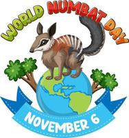 logotipo de la bandera del día mundial del numbat vector