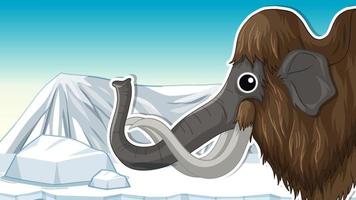 Mammoth in ice age background vector