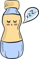 Sleeping bottle , illustration, vector on white background