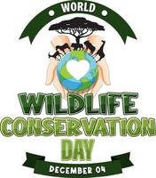 diseño de banner del día mundial de la conservación de la vida silvestre vector