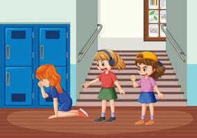 acoso escolar con personajes de dibujos animados de estudiantes vector
