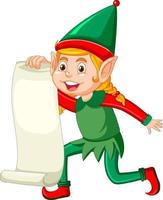 Cute kid wearing elf costume cartoon vector