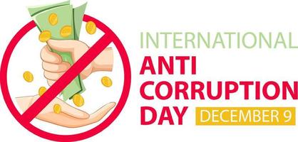 banner de icono de diciembre del día internacional contra la corrupción vector