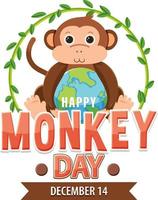 Monkey day text banner design vector