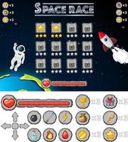 plantilla y elementos de fondo del juego espacial vector