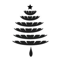 Christmas Tree Design. Vintage Holiday Icon. Hand Drawn outline Christmas Illustration. vector