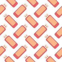 Flash drive, seamless pattern on white background. vector