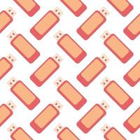 Flash drive, seamless pattern on white background. vector