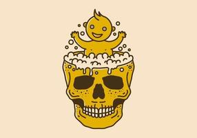 Vintage art illustration of a baby bath on the skull pond vector