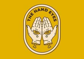 Vintage art illustration of two hand with eyes vector