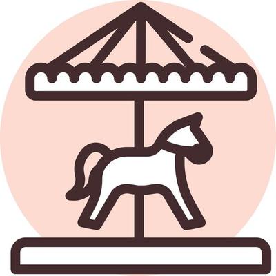 Circus kid carousel, illustration, vector on a white background.
