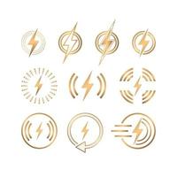golden charging icon vector wireless charging icon concept Lightning charging simple icon on white background.