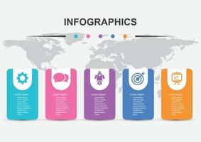 Infographic design template 5 elements with shadow vector