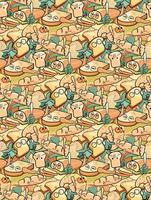 cute bread pattern background vector
