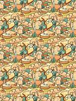 cute bread pattern background vector