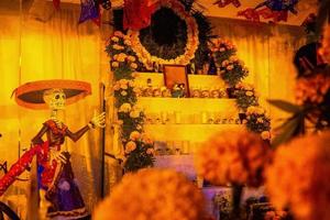 Colorful altar of the dead in day of the dead in mexico photo