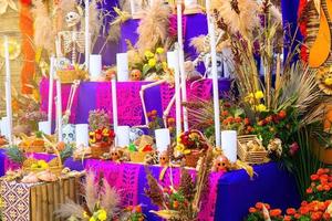 Colorful altar of the dead in day of the dead in mexico photo