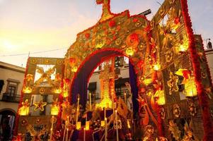 Colorful altar of the dead in day of the dead in mexico photo