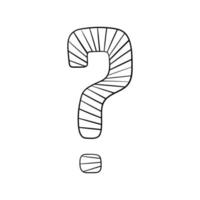 Question mark hand drawn in doodle style, vector illustration. Icon question symbol for print and design. Quiz and Exam concept, isolated element on a white background. Graphic sign ask and fqa