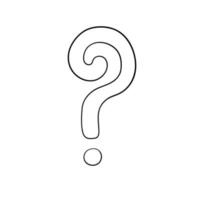 Question mark hand drawn in doodle style, vector illustration. Icon question symbol for print and design. Quiz and Exam concept, isolated element on a white background. Graphic sign ask and fqa