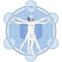 Vitruvian Man with Metatron Background vector
