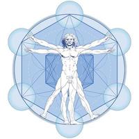 Vitruvian Man with Metatron Background vector