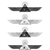 Winged pyramid design with eye of horus vector