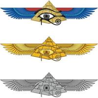 Winged pyramid design with eye of horus vector