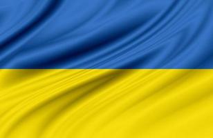 3d illustration flag of Ukraine. close up waving flag of Ukraine. flag symbol of Ukraine. photo