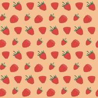 Seamless raspberry background. Summer fruits and berries. Vector background.