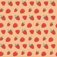 Seamless raspberry background. Summer fruits and berries. Vector background.