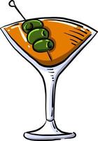 Cocktail with olives, illustration, vector on white background