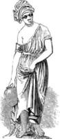 Statuette was depicts a water-bearer, vintage engraving. vector