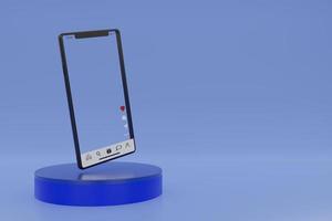 3d render transparent smartphone frame for live streaming via social media applications photo