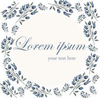 Card template with blueberries and leaves. Hand drawn vector background.