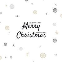 Christmas greeting card in doodle style. Hand drawn text, oranges on white background. Minimalism style vector