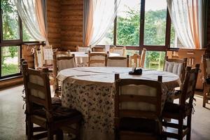 Cafe interior in a vintage style without visitors. Lockdown due to quarantine photo