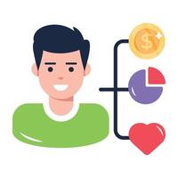 Trendy flat icon design of businessman vector