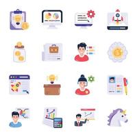 Collection of Business and Startup Flat Icons vector