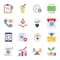 Set of Financial Startup and Marketing Flat Icons vector