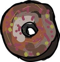 Baked donut, illustration, vector on white background.