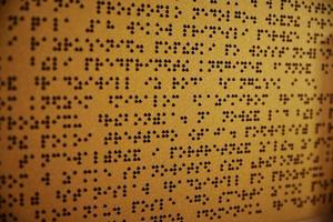 Braille plate.  Inscription for blind people