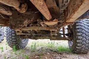 Bottom view of car SUV , closeup photo