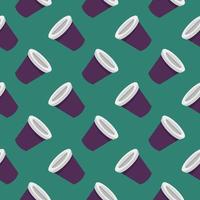 Purple cup,seamless pattern on dark green background. vector